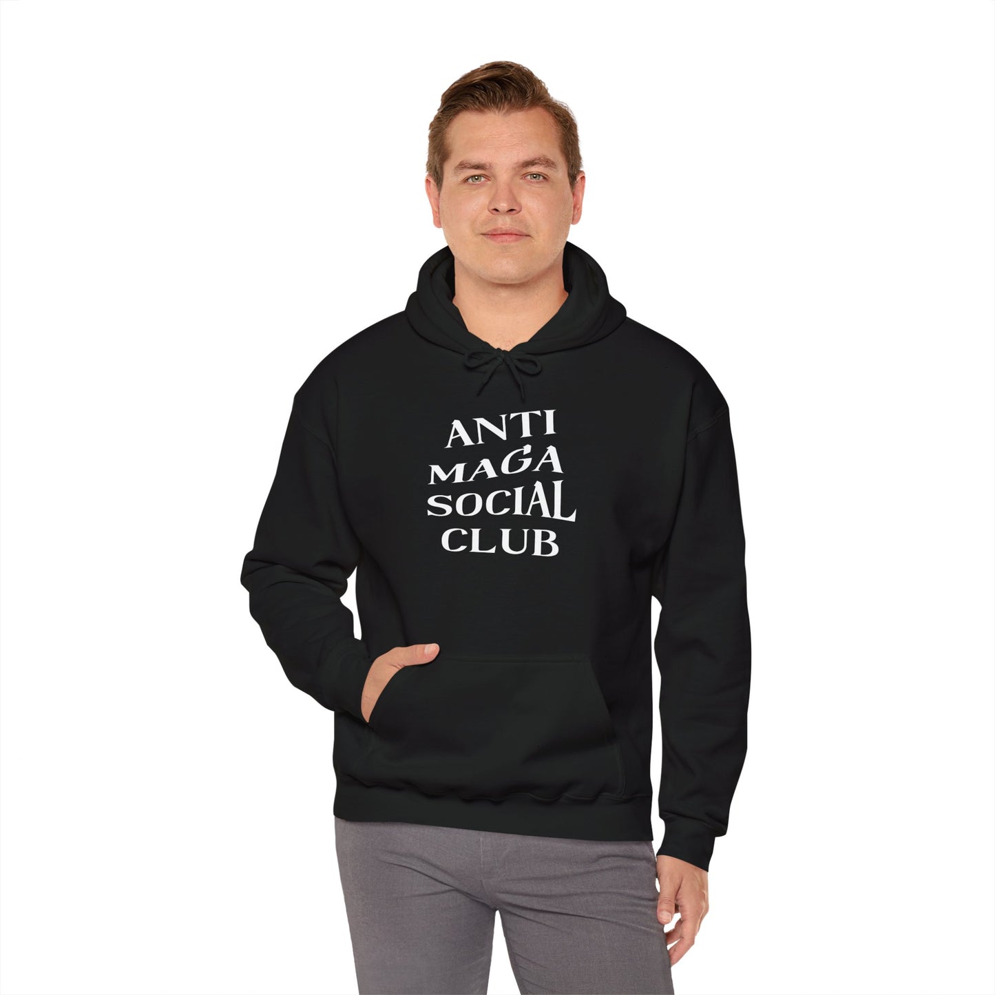 Anti MAGA Social Club Black Hoodie, Unisex Sweatshirt, Protest Apparel, Political Statement Wear, Activist Clothing, Front