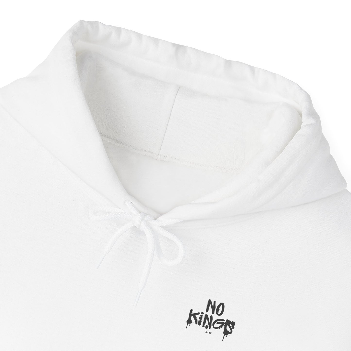 No Kings Protest Hoodie, Anti-Trump White Sweatshirt, Political Activist Apparel, Resistance Clothing, Pullover, Back