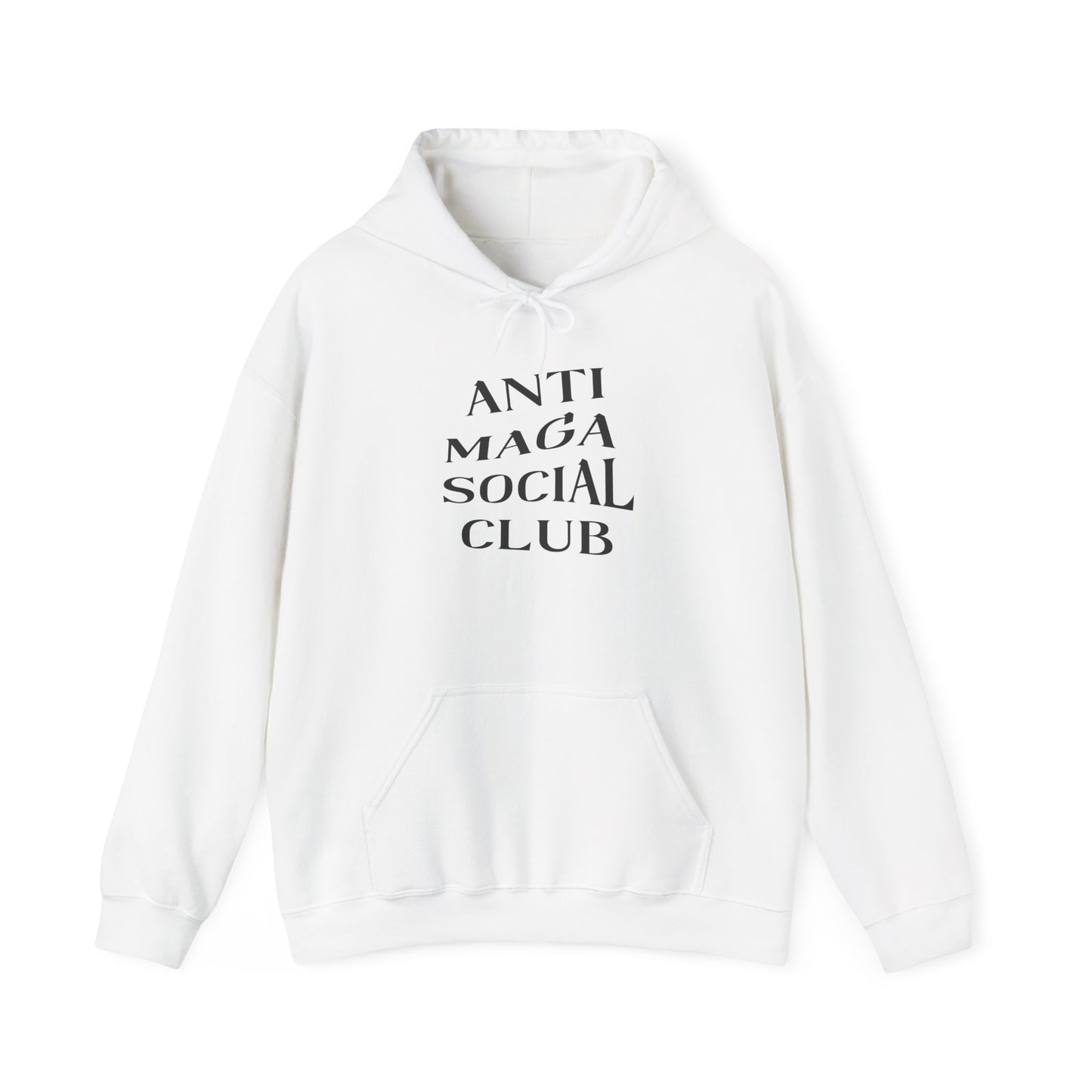 Anti MAGA Social Club White Hoodie, Unisex Sweatshirt, Protest Apparel, Political Statement Wear, Activist Clothing, Front