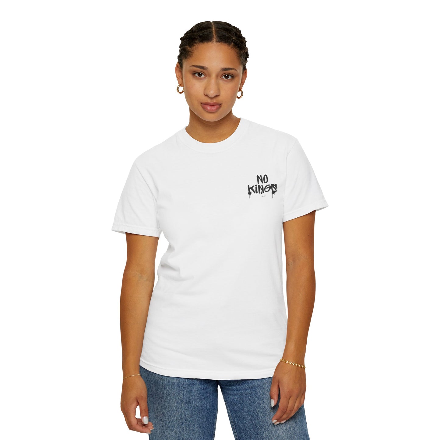 No Kings Protest T-Shirt, Anti-Trump Tee, Unisex Garment-Dyed White Shirt, Political Statement Top, Resist Apparel
