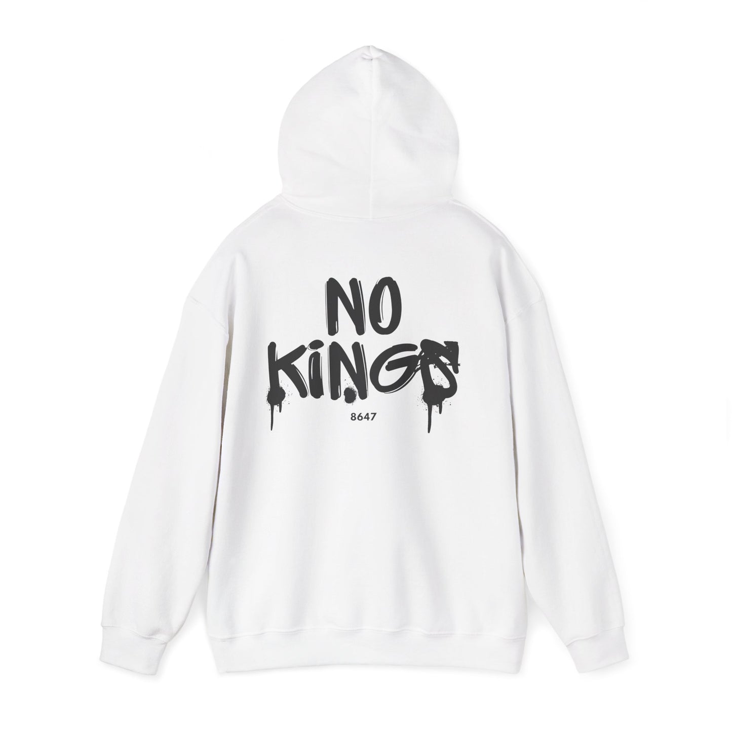No Kings Protest Hoodie, Anti-Trump White Sweatshirt, Political Activist Apparel, Resistance Clothing, Pullover, Back