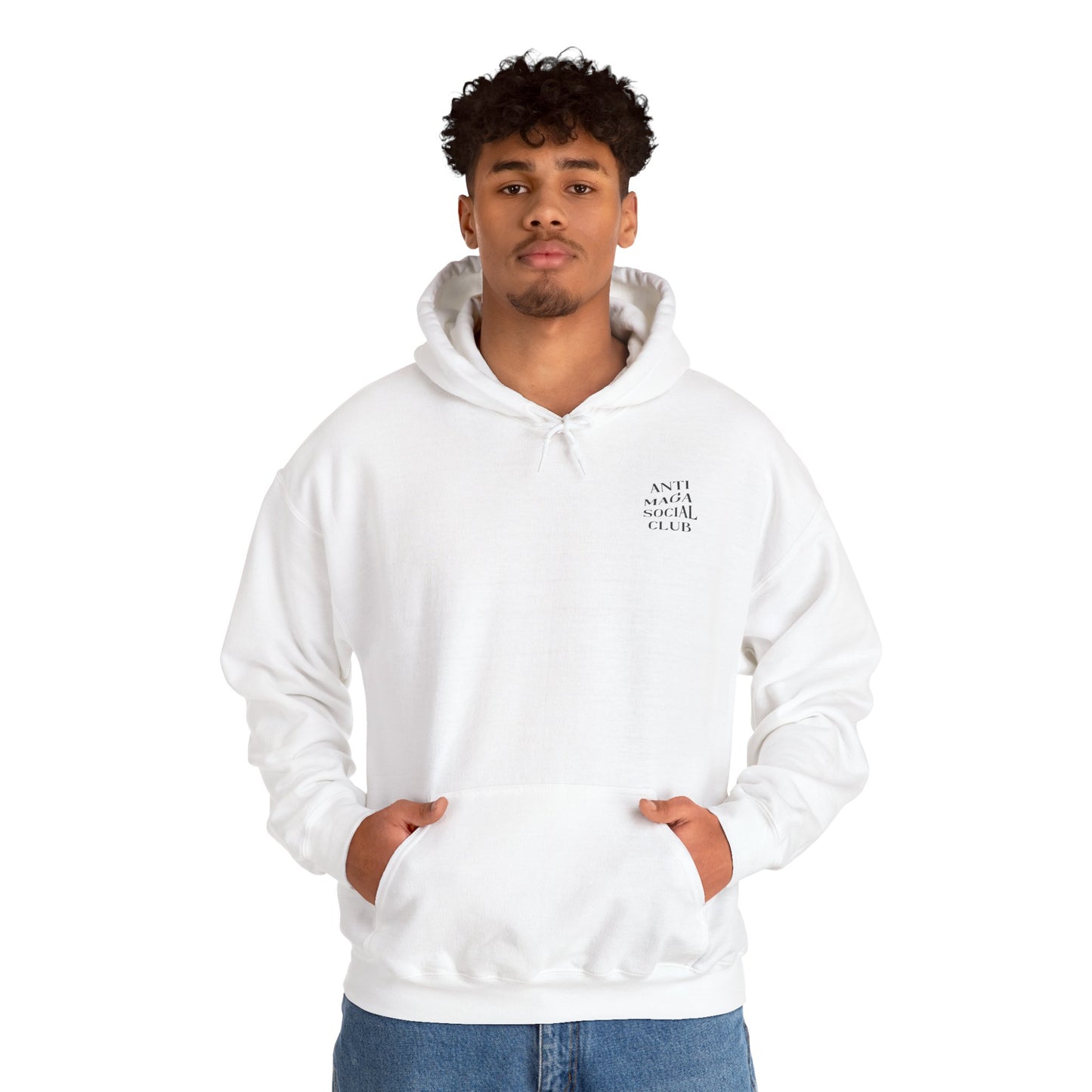Anti MAGA Social Club White Hoodie, Unisex Sweatshirt, Protest Apparel, Political Statement Wear, Activist Clothing, Back