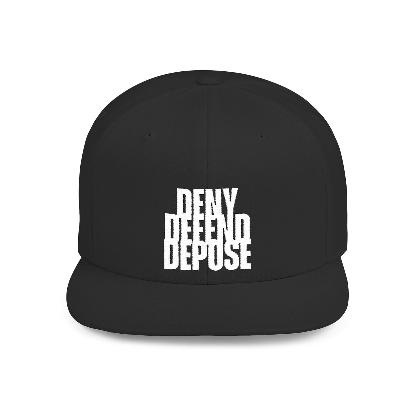 Deny Defend Depose Hat – Political Statement Cap, Anti-Elite Hat (White Embroidery)