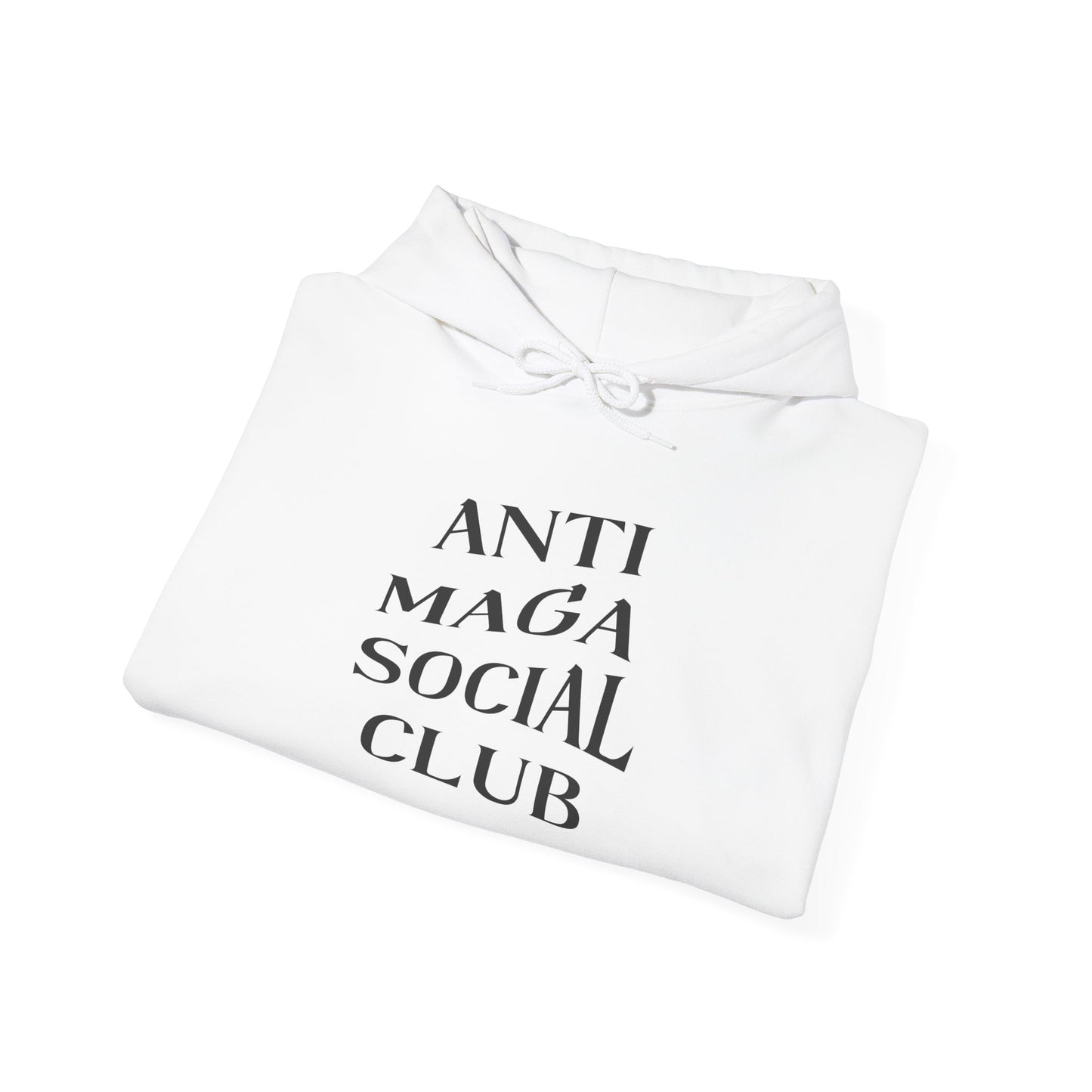 Anti MAGA Social Club White Hoodie, Unisex Sweatshirt, Protest Apparel, Political Statement Wear, Activist Clothing, Front
