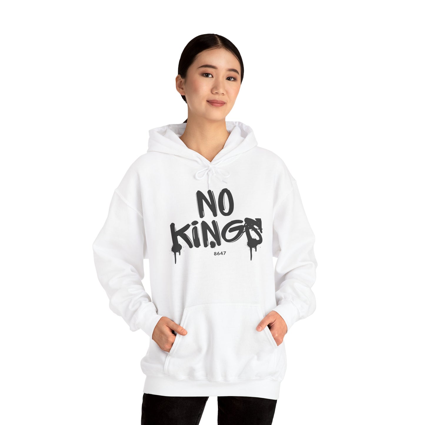 No Kings Protest Hoodie, Anti-Trump White Sweatshirt, Political Activist Apparel, Resistance Clothing, Unisex Pullover
