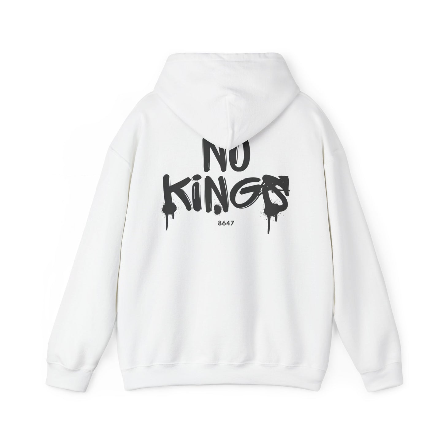 No Kings Protest Hoodie, Anti-Trump White Sweatshirt, Political Activist Apparel, Resistance Clothing, Pullover, Back