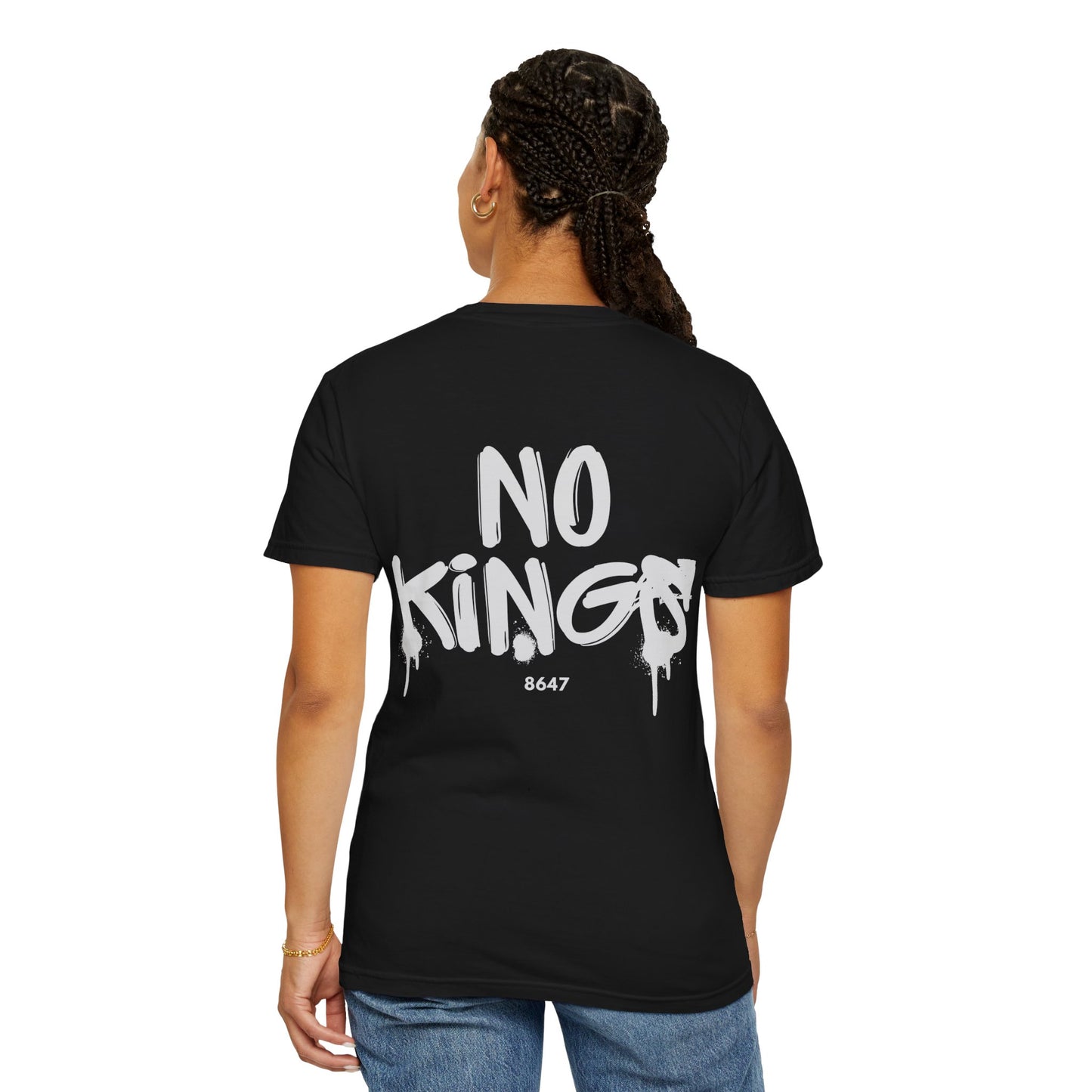 No Kings Protest T-Shirt, Anti-Trump Tee, Unisex Garment-Dyed Black Shirt, Political Statement Top, Resist Apparel
