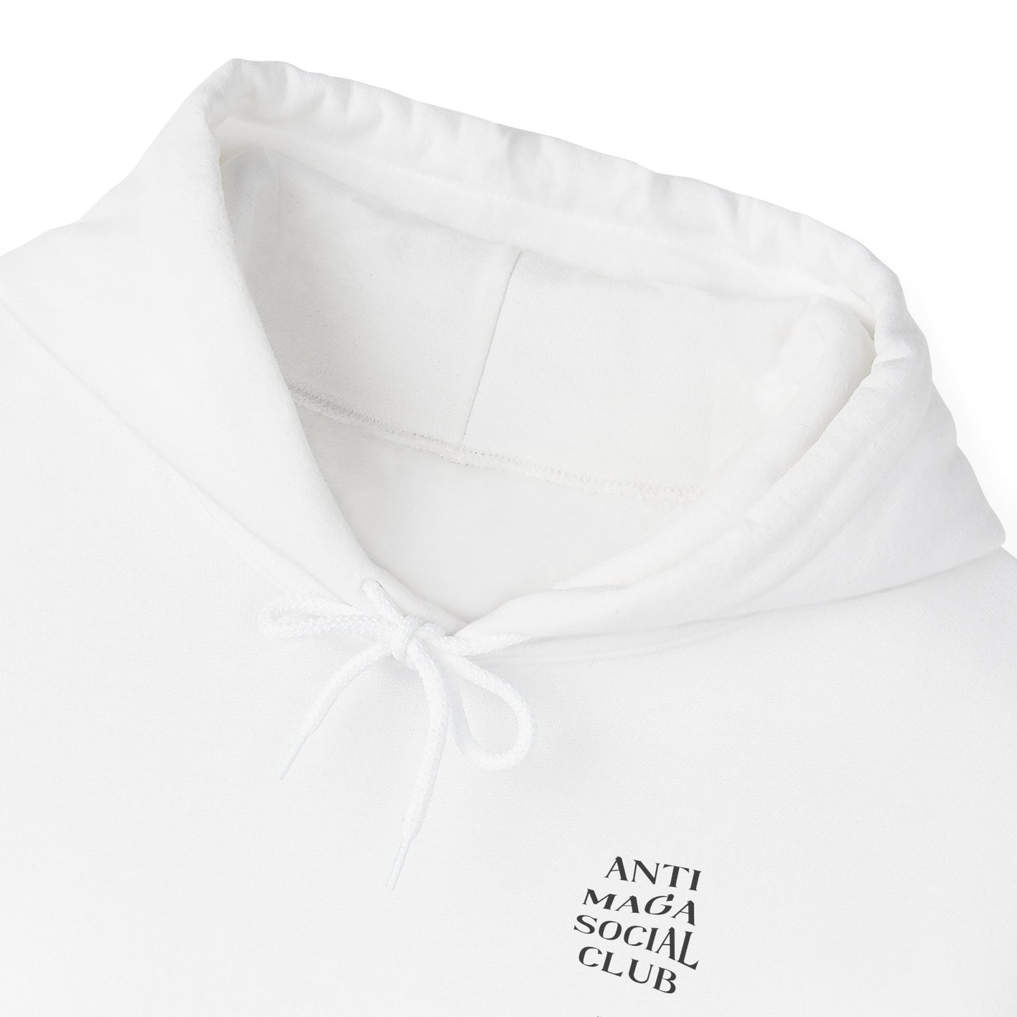 Anti MAGA Social Club White Hoodie, Unisex Sweatshirt, Protest Apparel, Political Statement Wear, Activist Clothing, Back