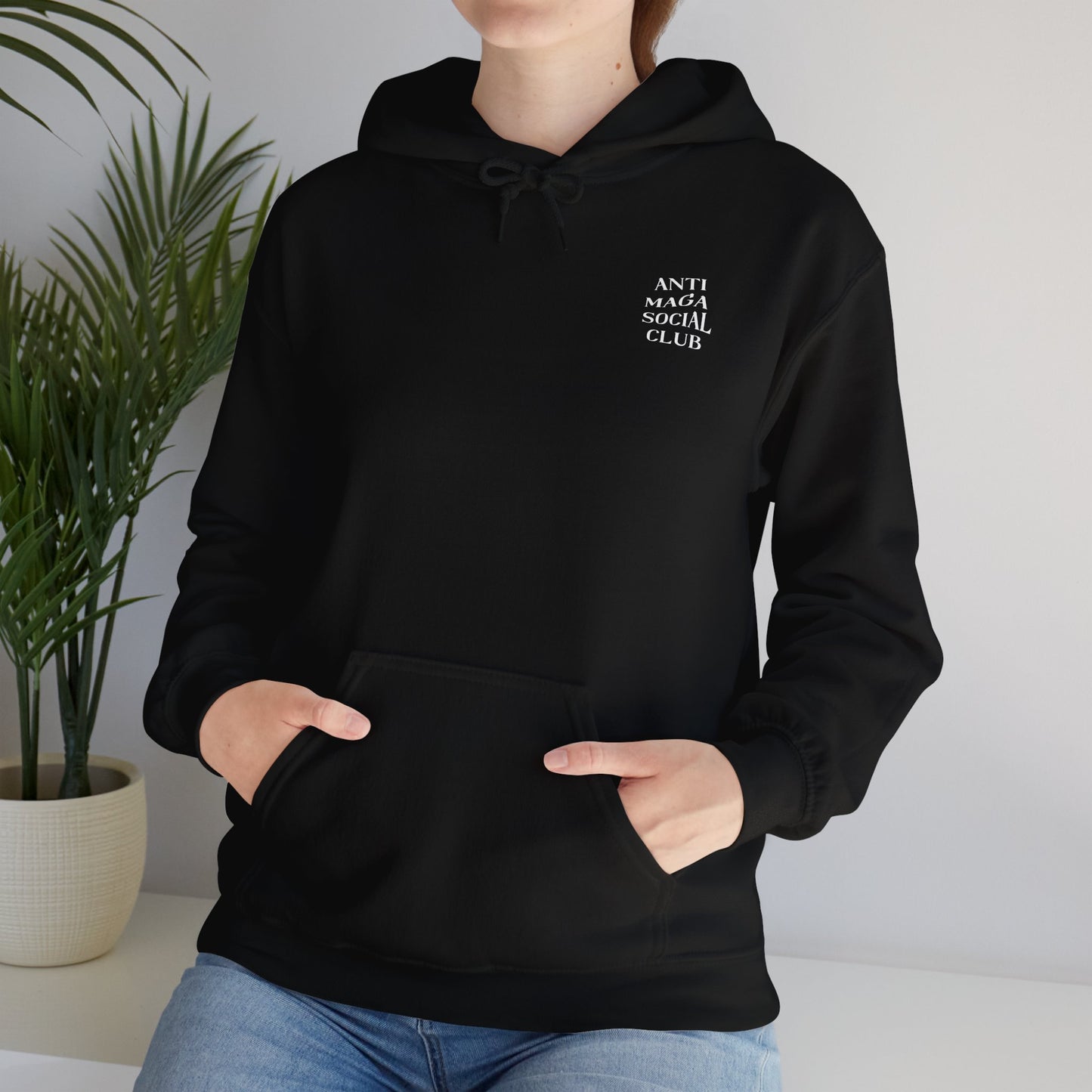 Anti MAGA Social Club Black Hoodie, Unisex Sweatshirt, Protest Apparel, Political Statement Wear, Activist Clothing