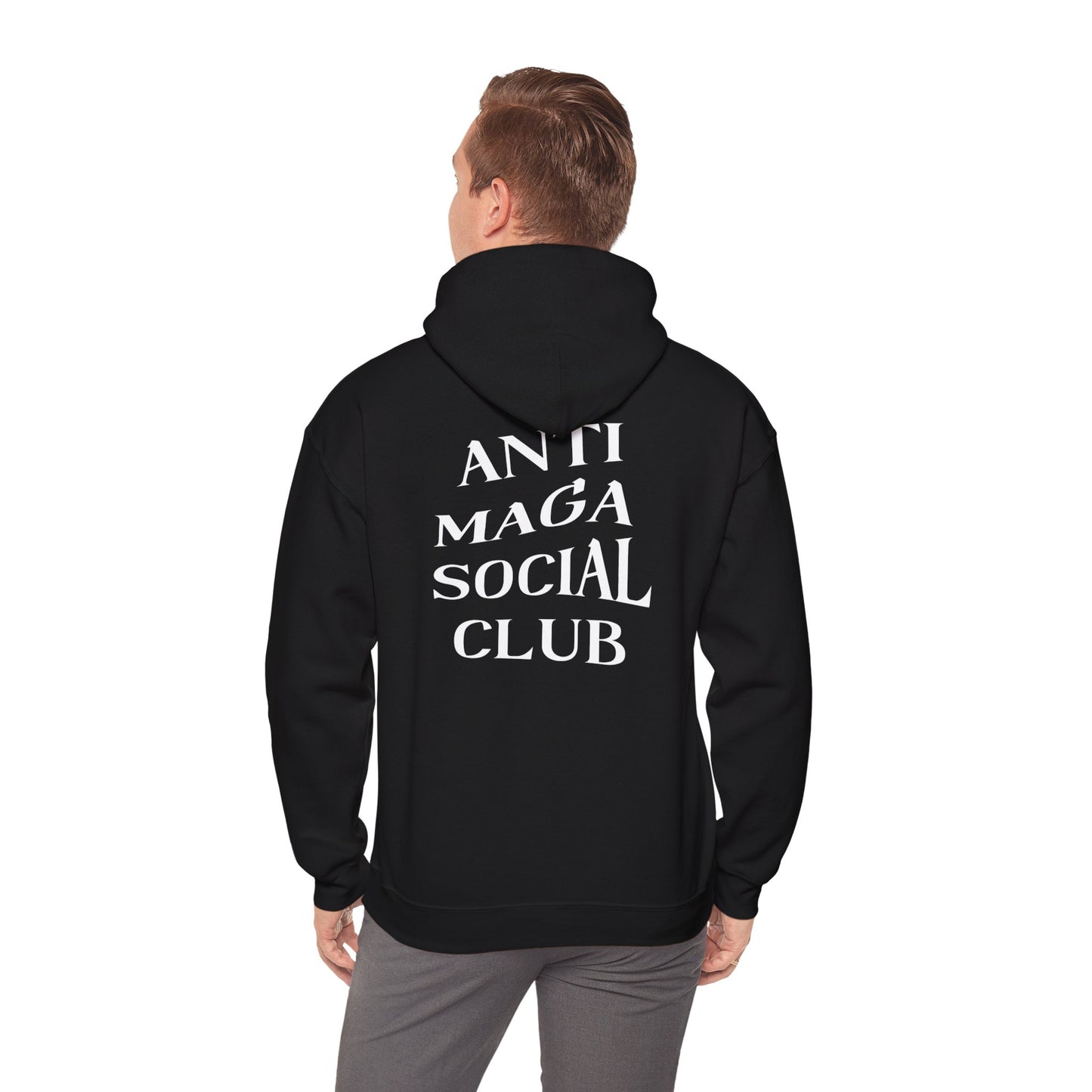 Anti MAGA Social Club Black Hoodie, Unisex Sweatshirt, Protest Apparel, Political Statement Wear, Activist Clothing