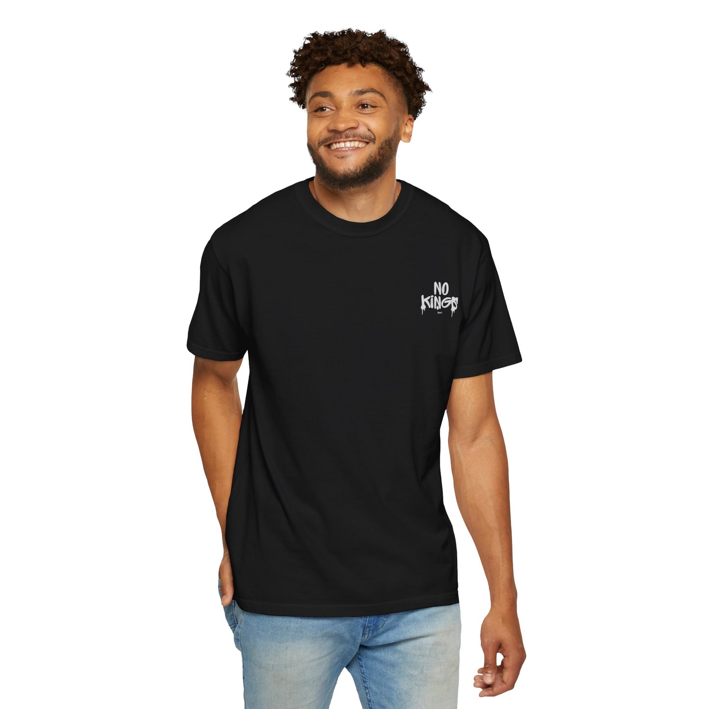 No Kings Protest T-Shirt, Anti-Trump Tee, Unisex Garment-Dyed Black Shirt, Political Statement Top, Resist Apparel