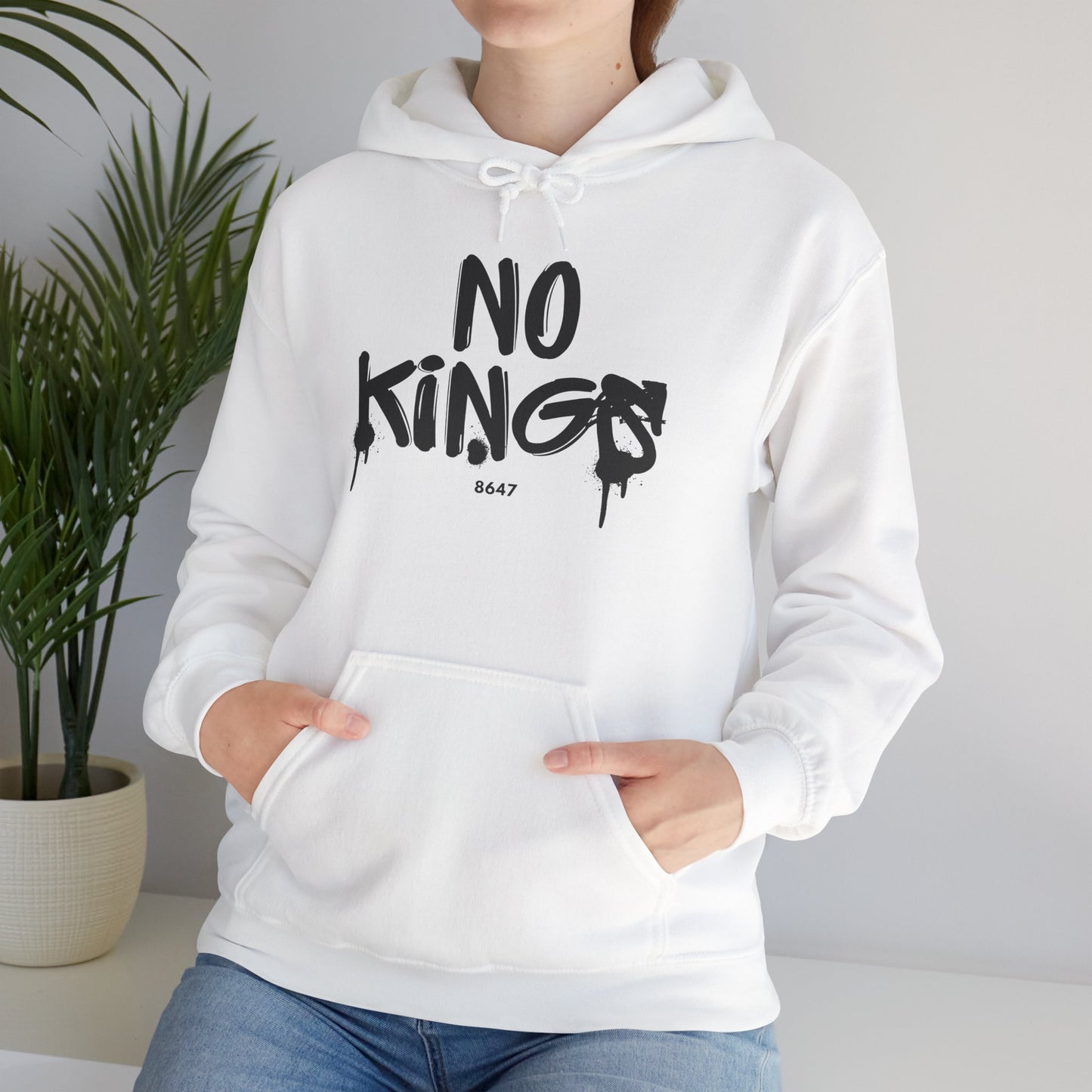 No Kings Protest Hoodie, Anti-Trump White Sweatshirt, Political Activist Apparel, Resistance Clothing, Unisex Pullover