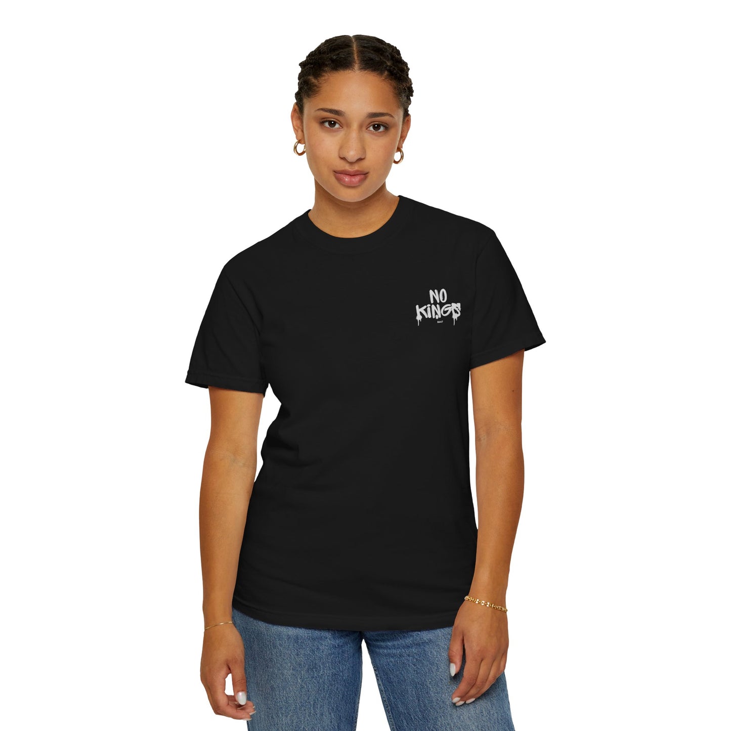 No Kings Protest T-Shirt, Anti-Trump Tee, Unisex Garment-Dyed Black Shirt, Political Statement Top, Resist Apparel