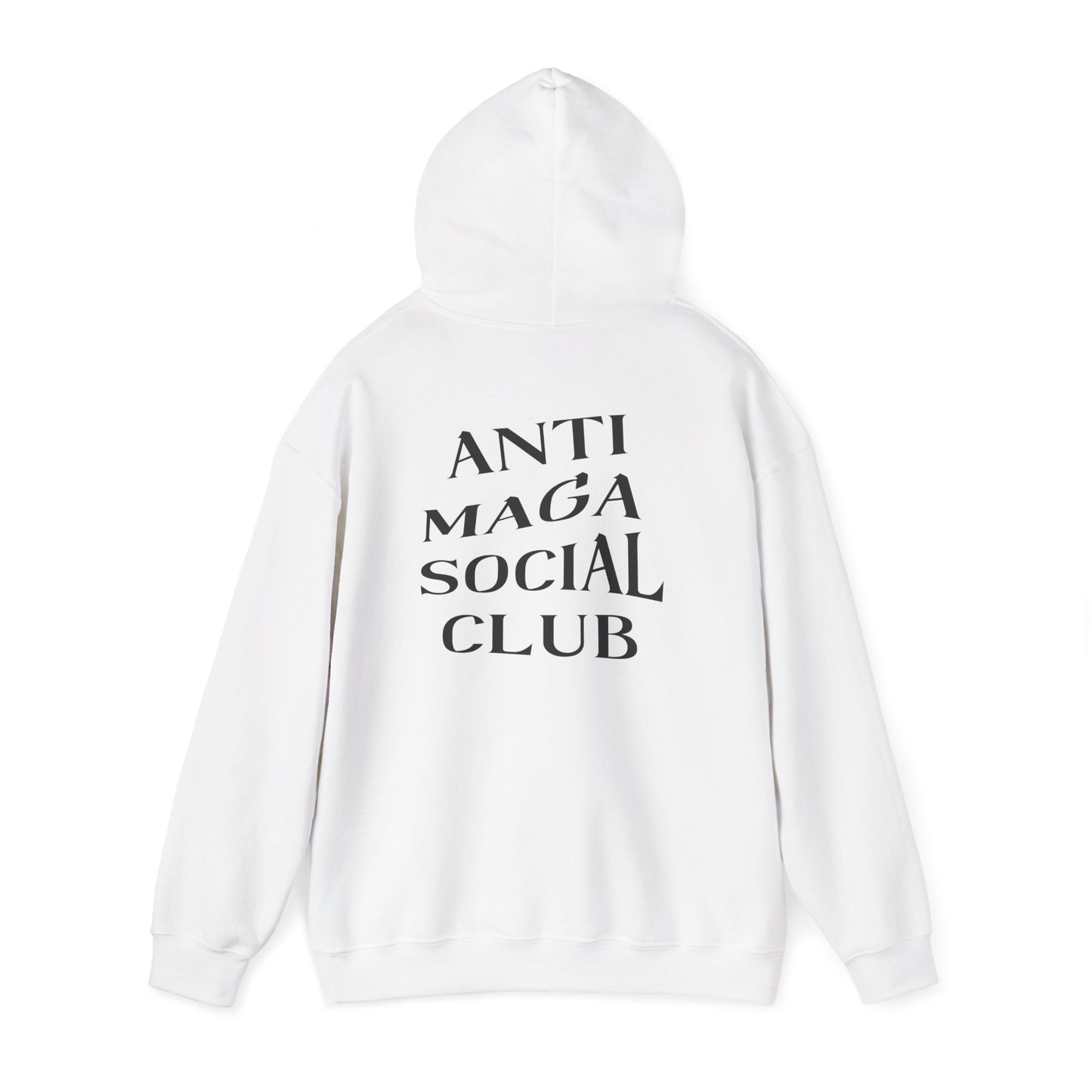 Anti MAGA Social Club White Hoodie, Unisex Sweatshirt, Protest Apparel, Political Statement Wear, Activist Clothing, Back