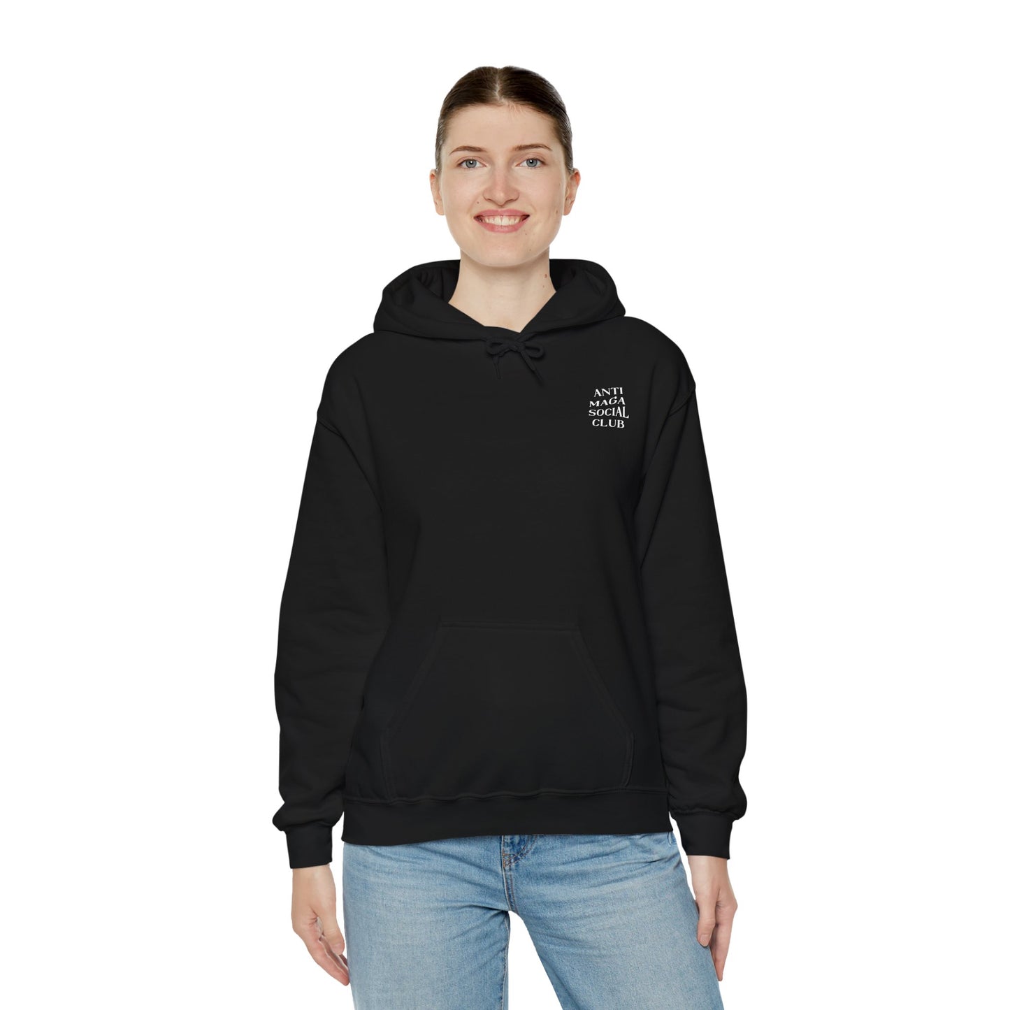 Anti MAGA Social Club Black Hoodie, Unisex Sweatshirt, Protest Apparel, Political Statement Wear, Activist Clothing