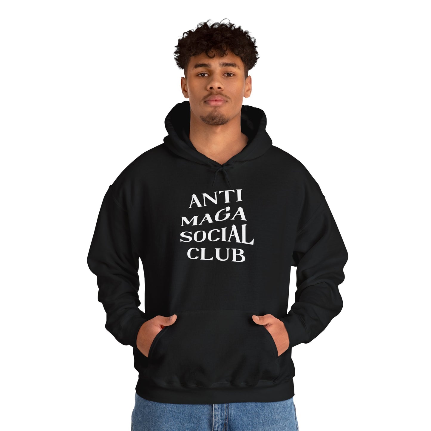 Anti MAGA Social Club Black Hoodie, Unisex Sweatshirt, Protest Apparel, Political Statement Wear, Activist Clothing, Front
