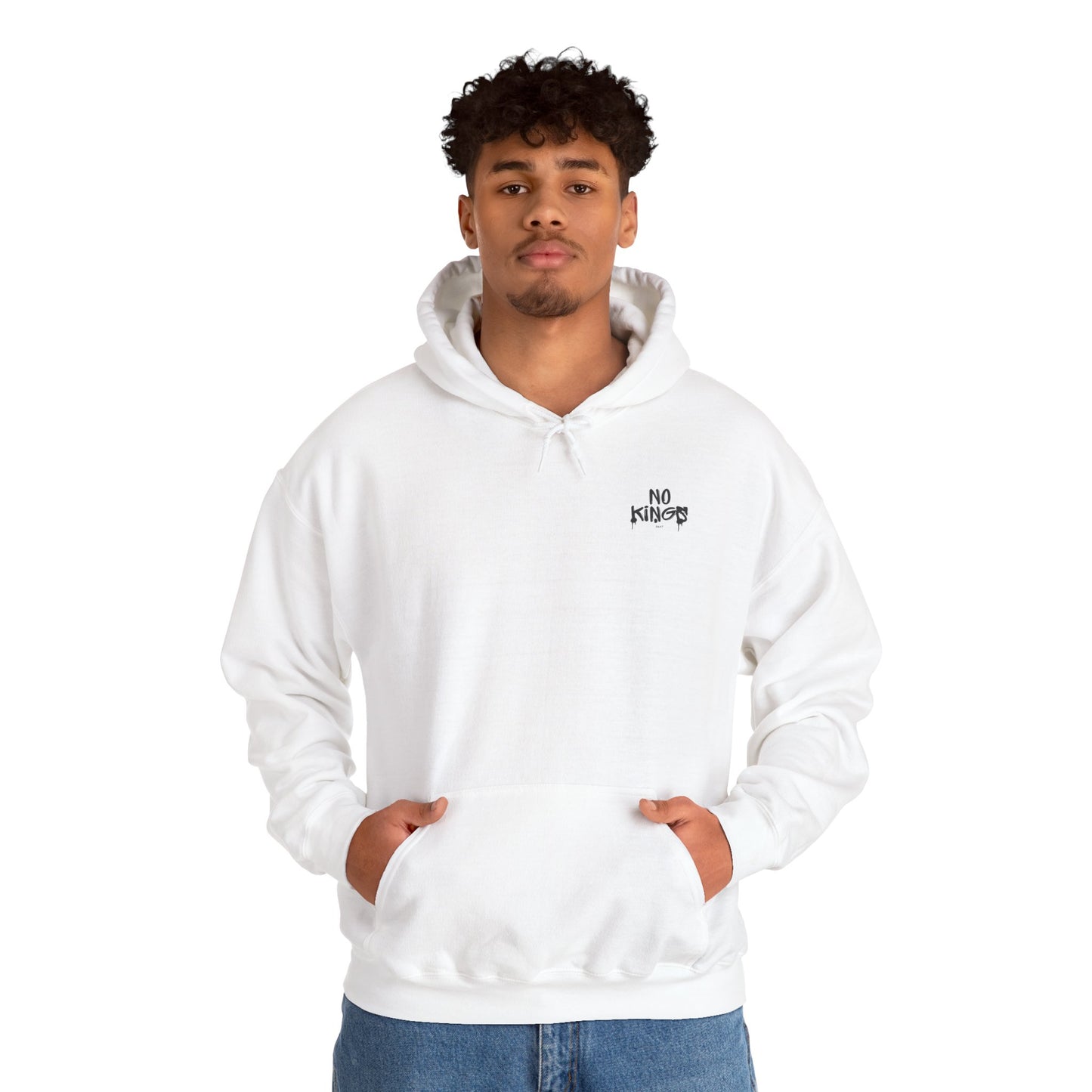 No Kings Protest Hoodie, Anti-Trump White Sweatshirt, Political Activist Apparel, Resistance Clothing, Pullover, Back