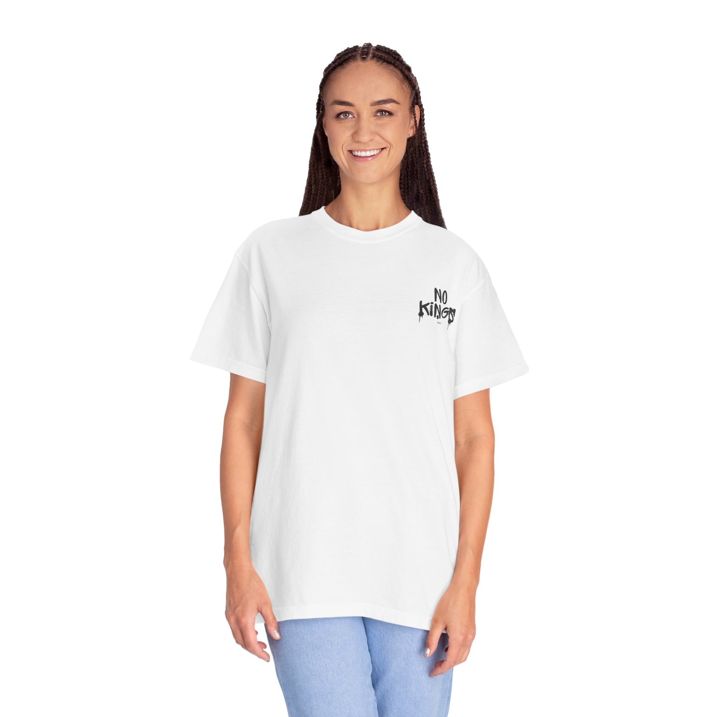 No Kings Protest T-Shirt, Anti-Trump Tee, Unisex Garment-Dyed White Shirt, Political Statement Top, Resist Apparel