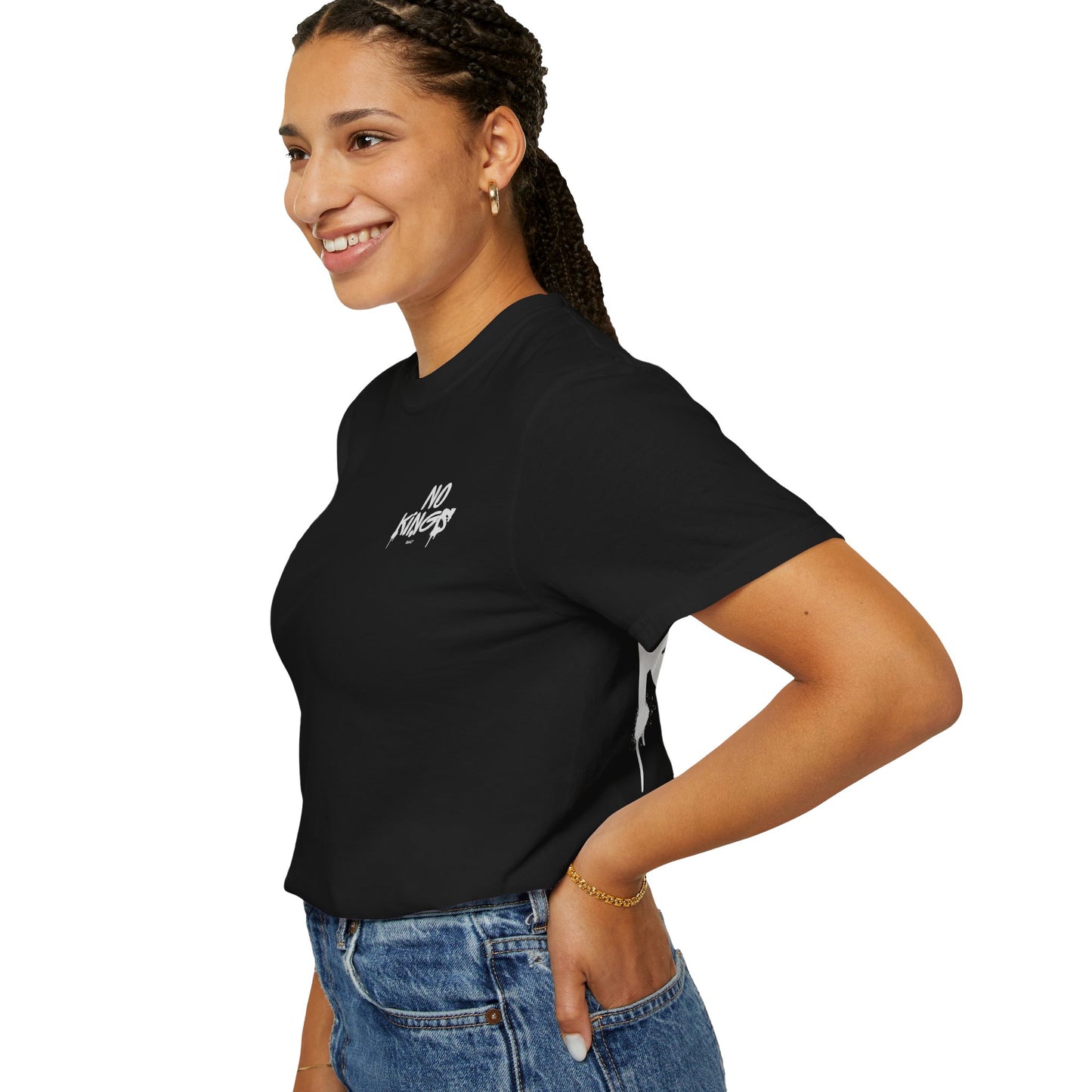 No Kings Protest T-Shirt, Anti-Trump Tee, Unisex Garment-Dyed Black Shirt, Political Statement Top, Resist Apparel