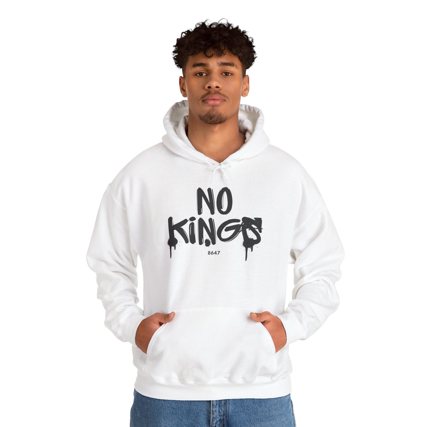 No Kings Protest Hoodie, Anti-Trump White Sweatshirt, Political Activist Apparel, Resistance Clothing, Unisex Pullover
