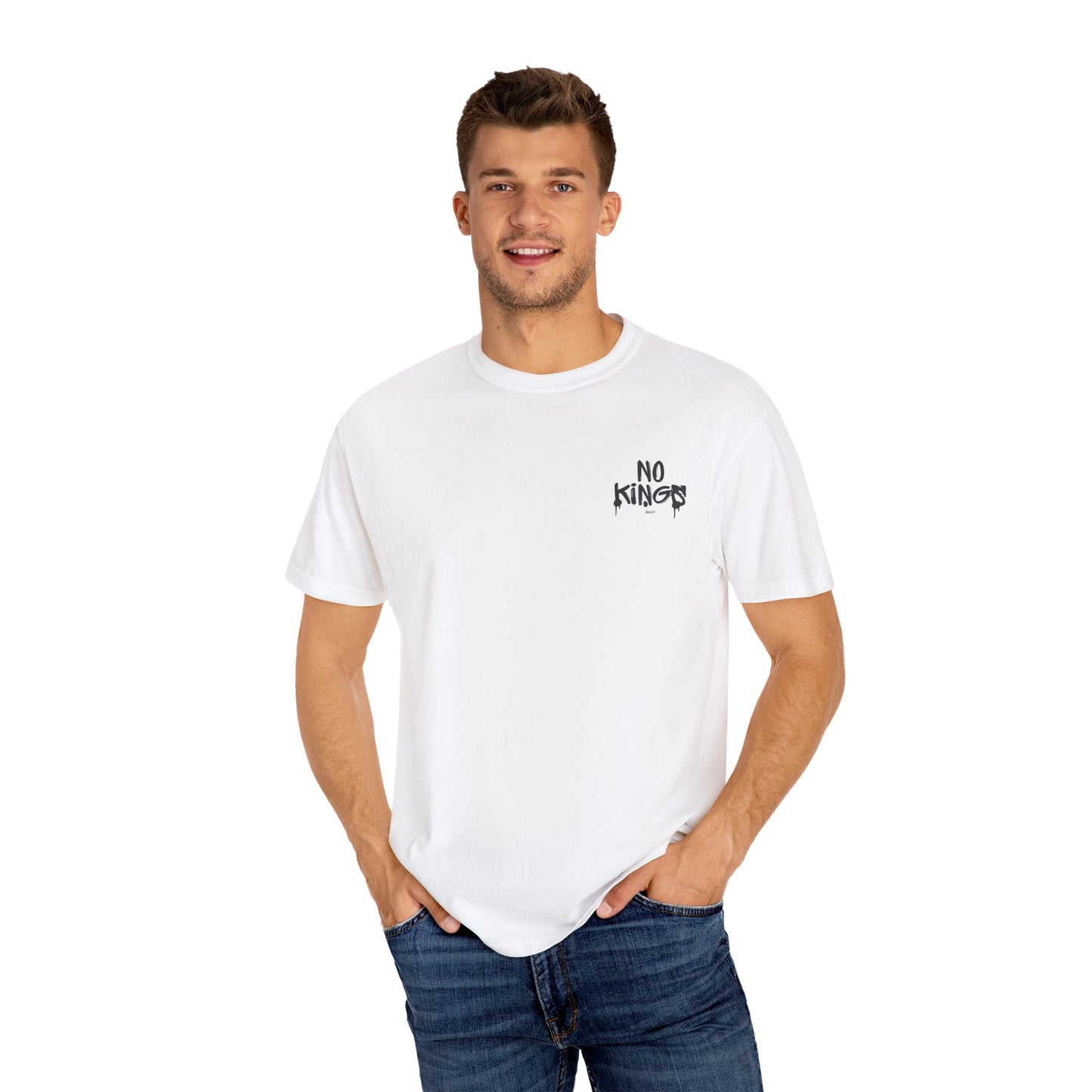 No Kings Protest T-Shirt, Anti-Trump Tee, Unisex Garment-Dyed White Shirt, Political Statement Top, Resist Apparel