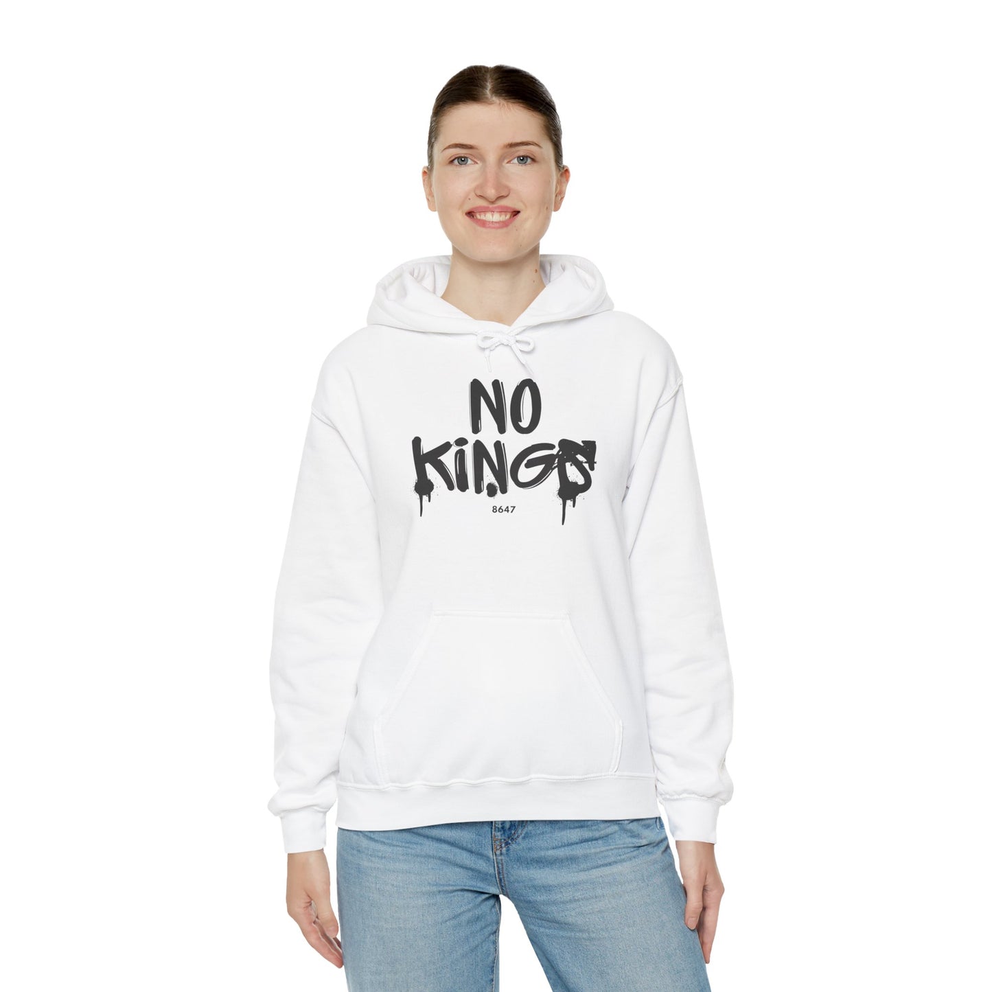 No Kings Protest Hoodie, Anti-Trump White Sweatshirt, Political Activist Apparel, Resistance Clothing, Unisex Pullover