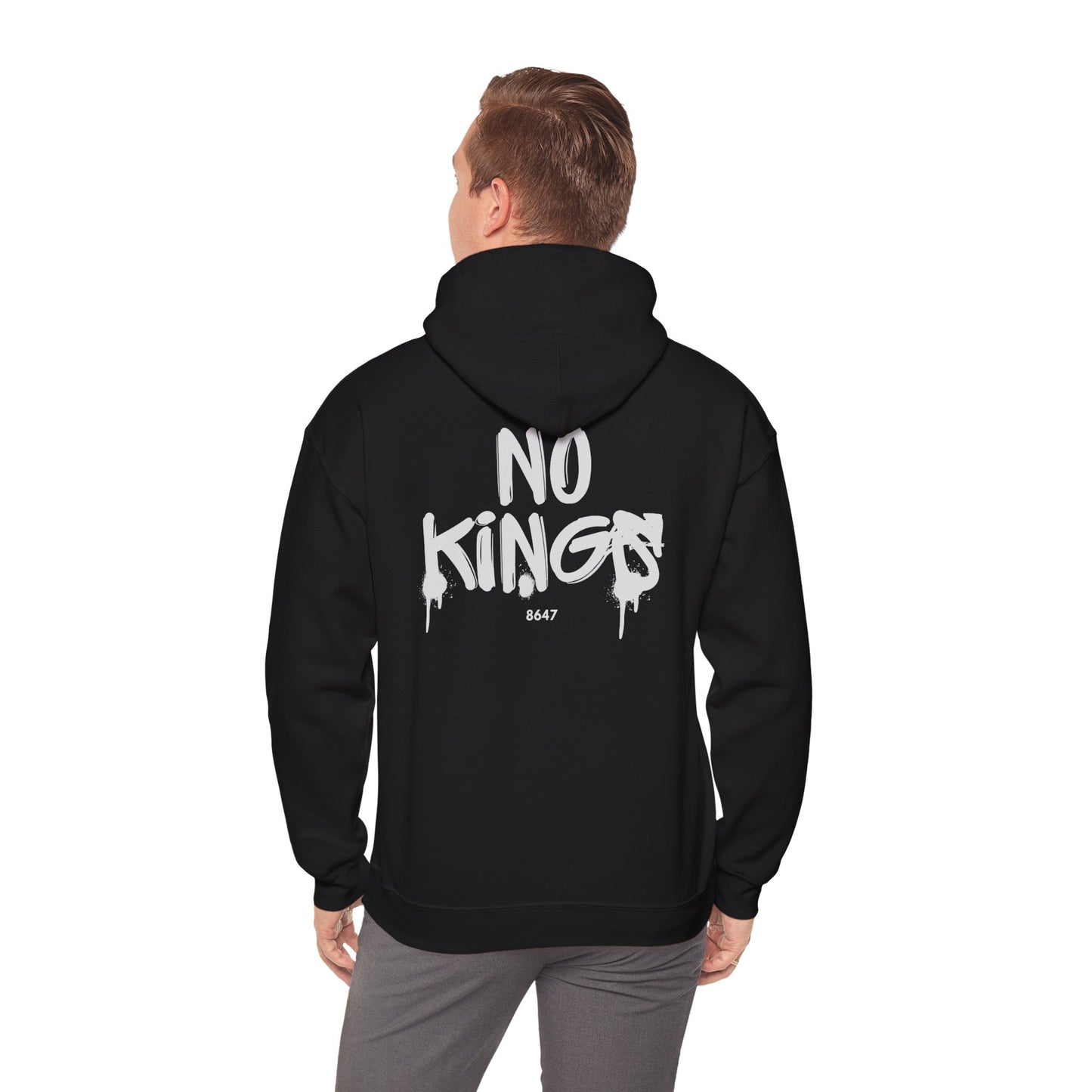 No Kings Protest Hoodie, Anti-Trump Black Sweatshirt, Political Activist Apparel, Resistance Clothing, Pullover, Back