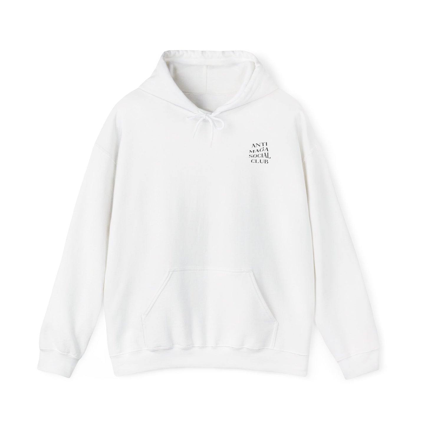 Anti MAGA Social Club White Hoodie, Unisex Sweatshirt, Protest Apparel, Political Statement Wear, Activist Clothing, Back