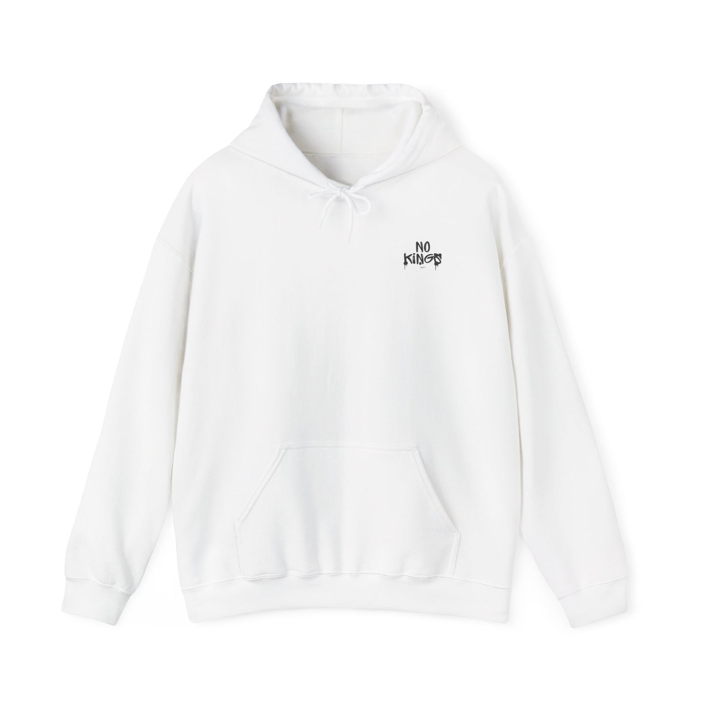 No Kings Protest Hoodie, Anti-Trump White Sweatshirt, Political Activist Apparel, Resistance Clothing, Pullover, Back