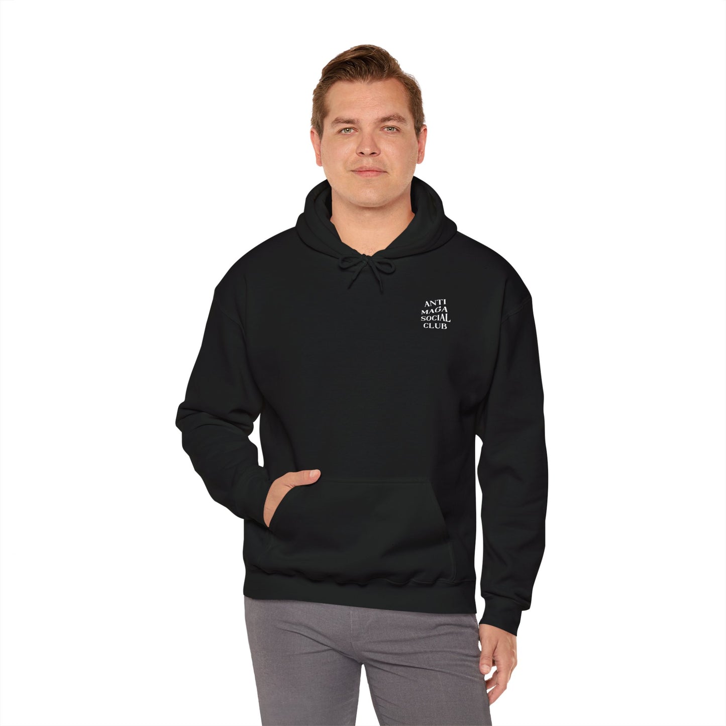 Anti MAGA Social Club Black Hoodie, Unisex Sweatshirt, Protest Apparel, Political Statement Wear, Activist Clothing