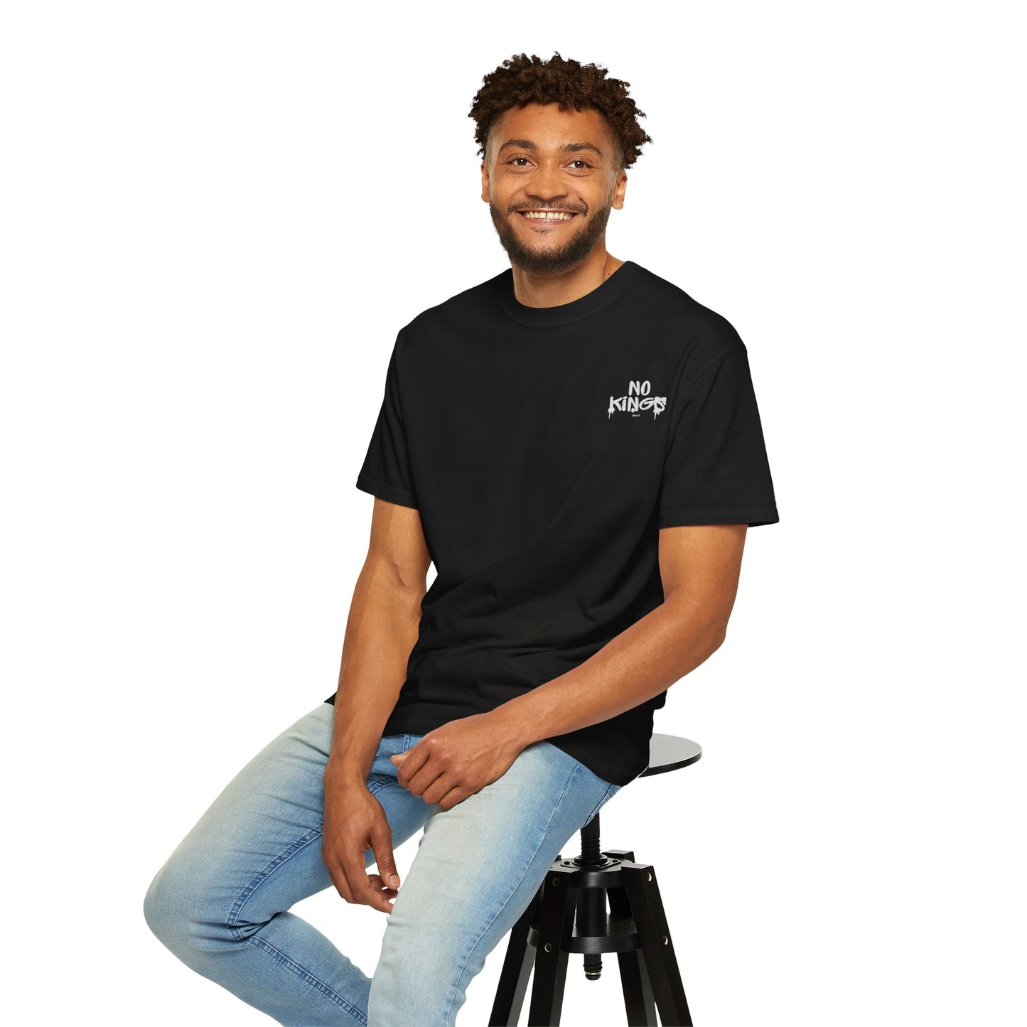 No Kings Protest T-Shirt, Anti-Trump Tee, Unisex Garment-Dyed Black Shirt, Political Statement Top, Resist Apparel