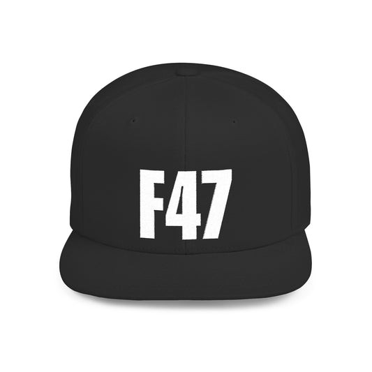 F47 Political Statement Hat – Anti-Trump, Satirical Humor Hat (White Embroidery)