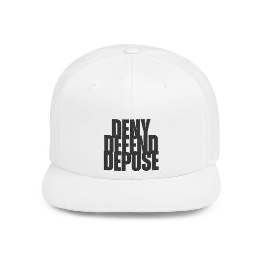Deny Defend Depose Hat – Political Statement Cap, Anti-Elite Hat  (Black Embroidery)