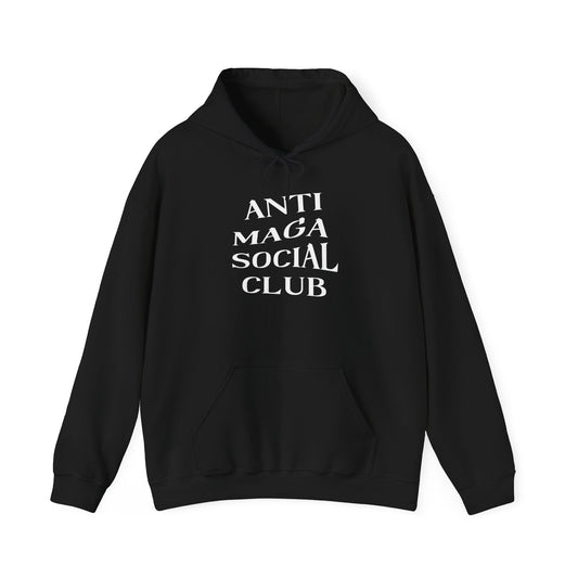 Anti MAGA Social Club Black Hoodie, Unisex Sweatshirt, Protest Apparel, Political Statement Wear, Activist Clothing, Front