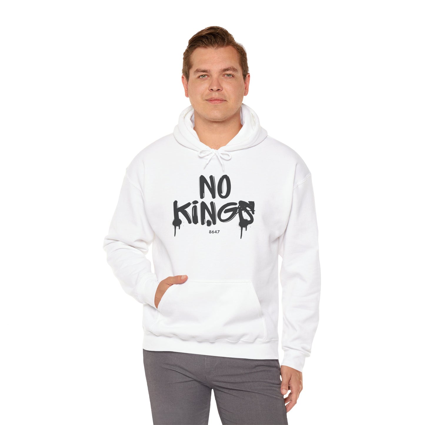 No Kings Protest Hoodie, Anti-Trump White Sweatshirt, Political Activist Apparel, Resistance Clothing, Unisex Pullover