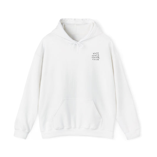 Anti MAGA Social Club White Hoodie, Unisex Sweatshirt, Protest Apparel, Political Statement Wear, Activist Clothing, Back