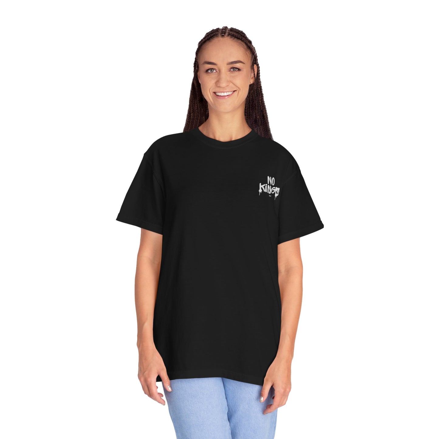 No Kings Protest T-Shirt, Anti-Trump Tee, Unisex Garment-Dyed Black Shirt, Political Statement Top, Resist Apparel